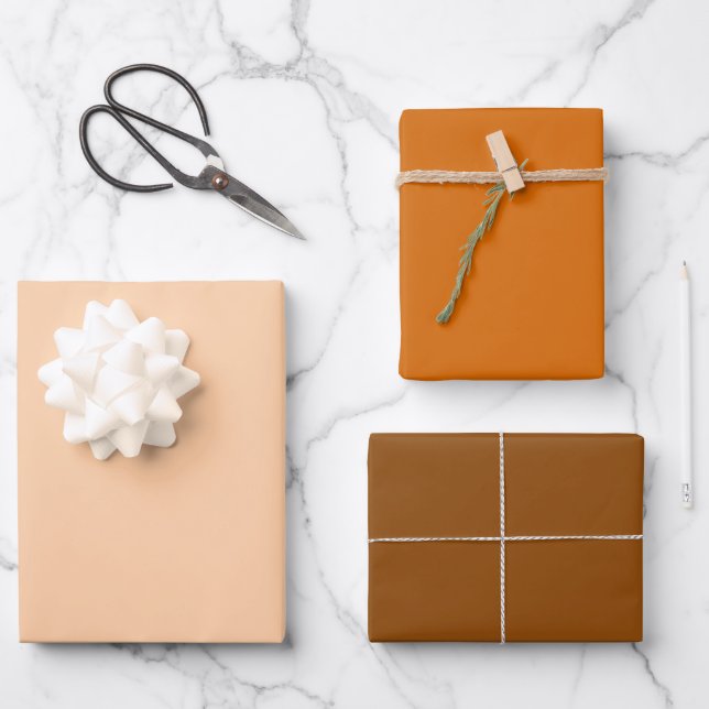 Minimalist orange & brown Solid Colours Simple  Wrapping Paper Sheet (Front)