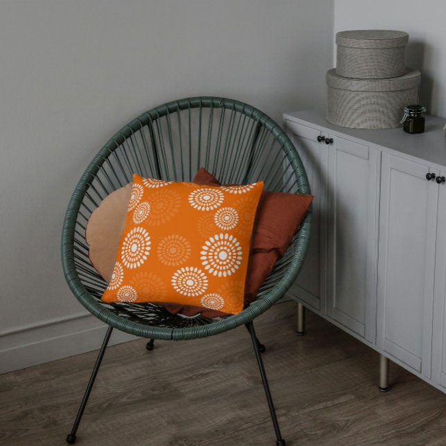 Minimalist Orange Daisy Modern Simplistic Floral  Cushion (Creator Uploaded)