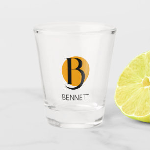 Minimalist Orange Dot Initial Shot Glass Gift