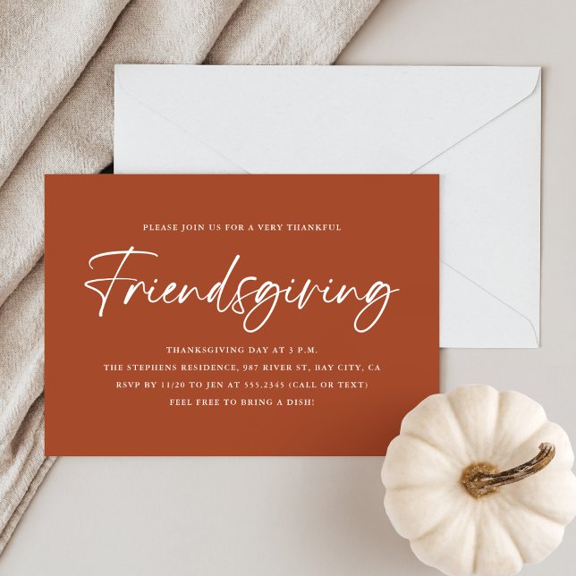 Minimalist Orange Friendsgiving Invitation (Creator Uploaded)