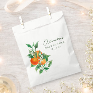 Minimalist Orange Fruit Botanical Cute Baby Shower Favour Bags