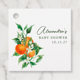 Minimalist Orange Fruit Botanical Cute Baby Shower Favour Tags