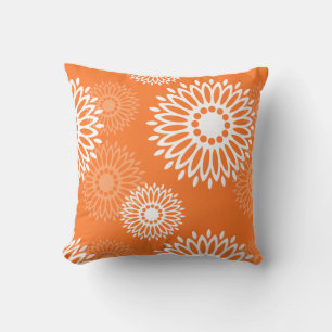 Minimalist Orange Mandala Geometric Floral Pattern Cushion