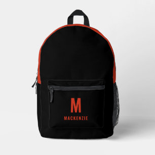 Minimalist Orange Monogram Personalised Printed Backpack