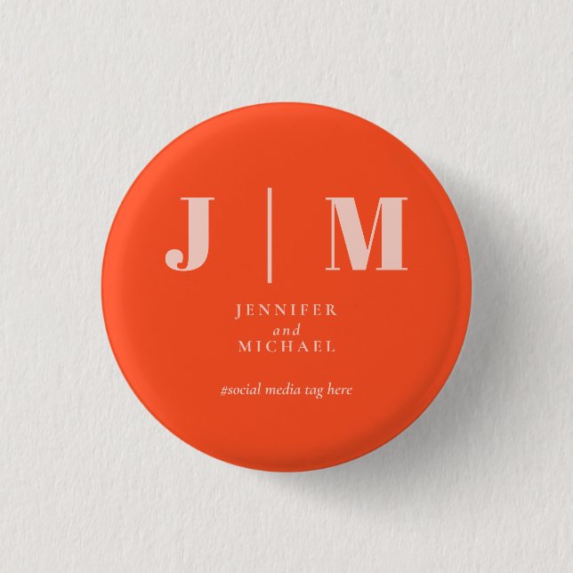 Minimalist Orange Pink Simple Trend Wedding 3 Cm Round Badge (Front)