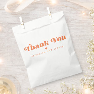 Minimalist Orange Retro Typography Name Thank You Favour Bags