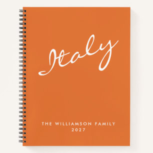 Minimalist Orange Script Personalised Travel Notebook