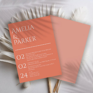 Minimalist Orange Wedding Invitation