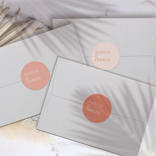 Minimalist Orange Wedding Invitation Sticker Label