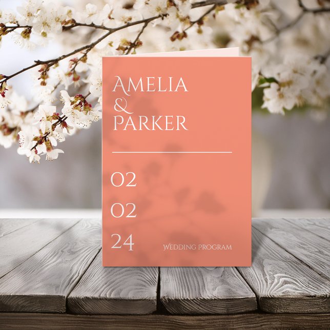 Minimalist Orange Wedding Program Programme (Creator Uploaded)