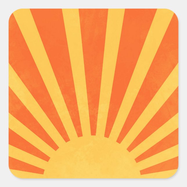 Minimalist Orange Yellow Sun Rays Square Sticker (Front)