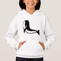 Minimalist Orca Whale Hoodie – Kids Pullover in Wh