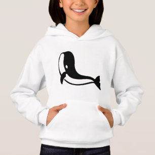 Minimalist Orca Whale Hoodie – Kids Pullover in Wh
