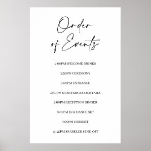 Minimalist Order of Events Wedding Sign Poster