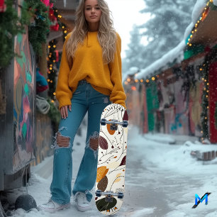 Minimalist Organic Leaves Skateboard Design