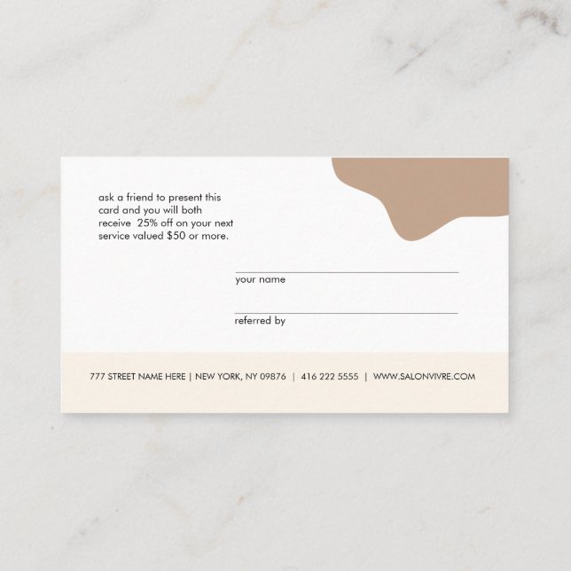 Minimalist Organic Shapes Refer a Friend Card (Back)