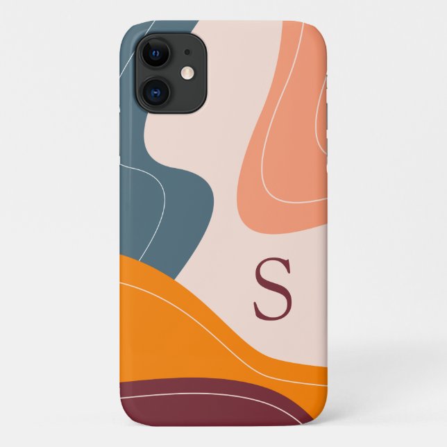 Minimalist Organic Shapes Waves Monogram Case-Mate iPhone Case (Back)