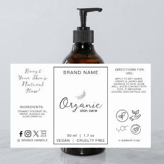 Minimalist Organic Skincare Product Label Sticker