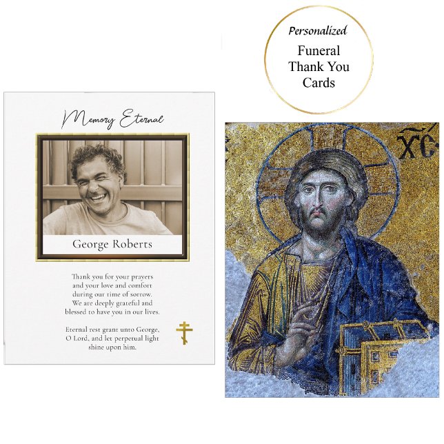 Minimalist Orthodox Christian Photo Funeral Thank You Card (Creator Uploaded)