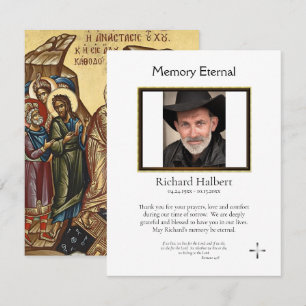 Minimalist Orthodox Christian Photo Memorial Thank You Card
