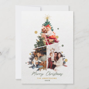 Minimalist Our Family Christmas Three Photo Thank You Card