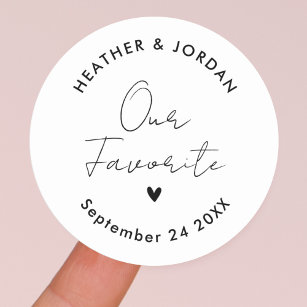 Minimalist Our Favourite Wedding Party Favour  Classic Round Sticker