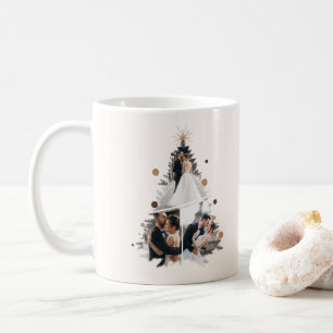 Minimalist Our First Married Christmas Three Photo Coffee Mug