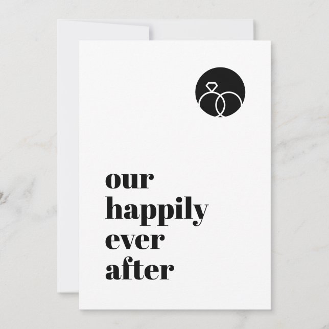 Minimalist Our Happily Ever After Modern Bold Font Save The Date (Front)