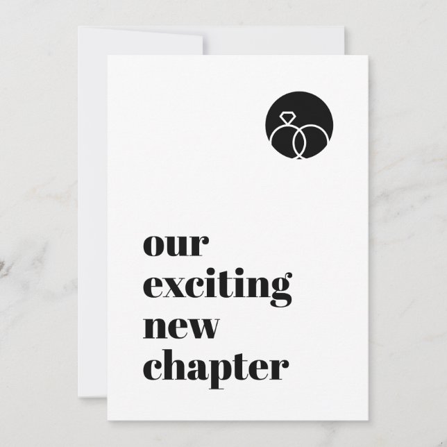 Minimalist Our New Chapter Modern Bold Black Font Save The Date (Front)