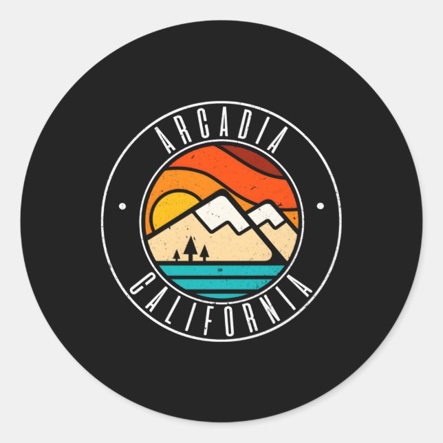 Minimalist Outdoors Arcadia California Ca Classic Round Sticker (Front)