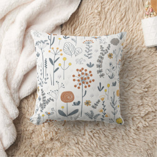 Minimalist Outline Floral Modern Cushion
