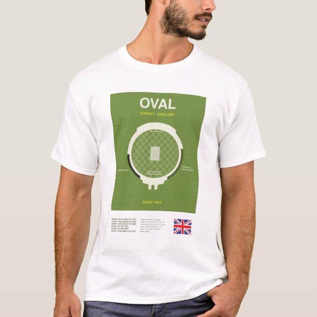 Minimalist Oval Cricket Ground Line Print Tee (Front)