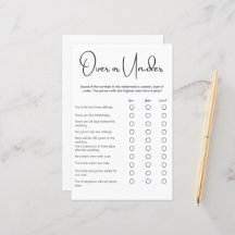 Minimalist Over or Under Bridal Shower Game 