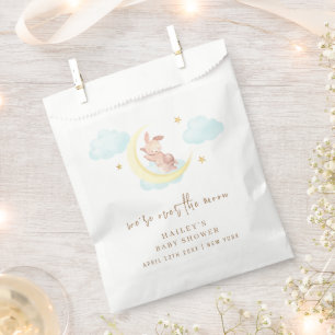 Minimalist Over The Moon Bunny Cloud Baby Shower Favour Bags