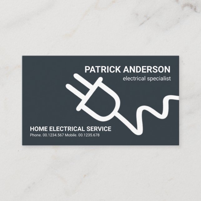 Minimalist Oversize Electric Power Plug Motif Business Card (Front)