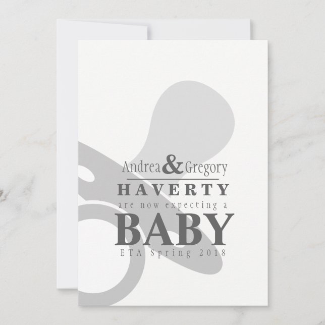 Minimalist Pacifier Simple Pregnancy Announcement (Front)