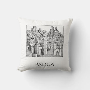 Minimalist Padua Medieval Skyline Line Art Cushion