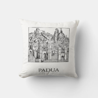 Minimalist Padua Medieval Skyline Line Art Cushion