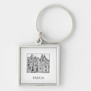 Minimalist Padua Medieval Skyline Line Art Key Ring