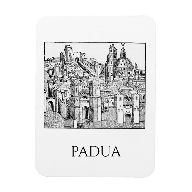 Minimalist Padua Medieval Skyline Line Art Magnet (Vertical)