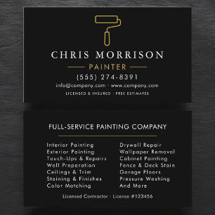 Minimalist Painter Black Gold Modern Business Card