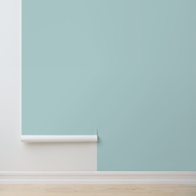 Minimalist pale aqua blue solid plain modern chic wallpaper (Application)
