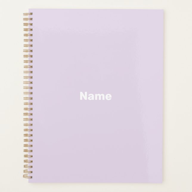 Minimalist pale lavender custom year monogram planner (Front)
