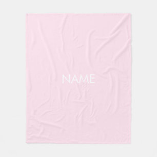 Minimalist pale pink solid custom name monogram fleece blanket
