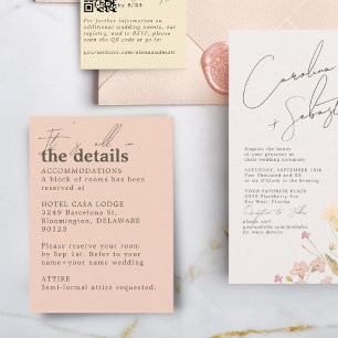 Minimalist Pale Salmon Wedding Details Enclosure Card