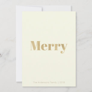 Minimalist Pale Yellow & Gold Merry Christmas Card
