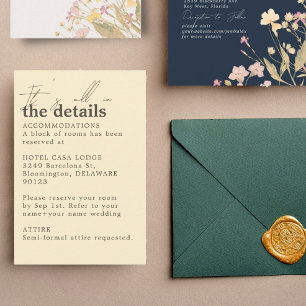 Minimalist Pale Yellow Wedding Details Enclosure Card