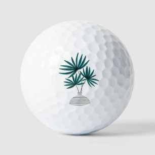 Minimalist Palm Leaves in Striped Vase – Modern  Golf Balls