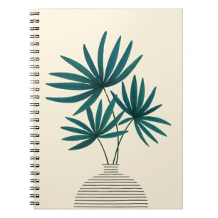 Minimalist Palm Leaves in Striped Vase – Modern Notebook