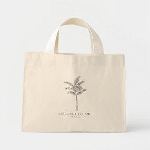 Minimalist Palm Tree Destination Wedding Welcome  Mini Tote Bag